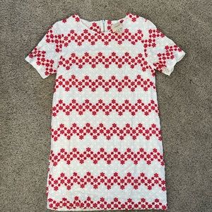 Red and white mid dress